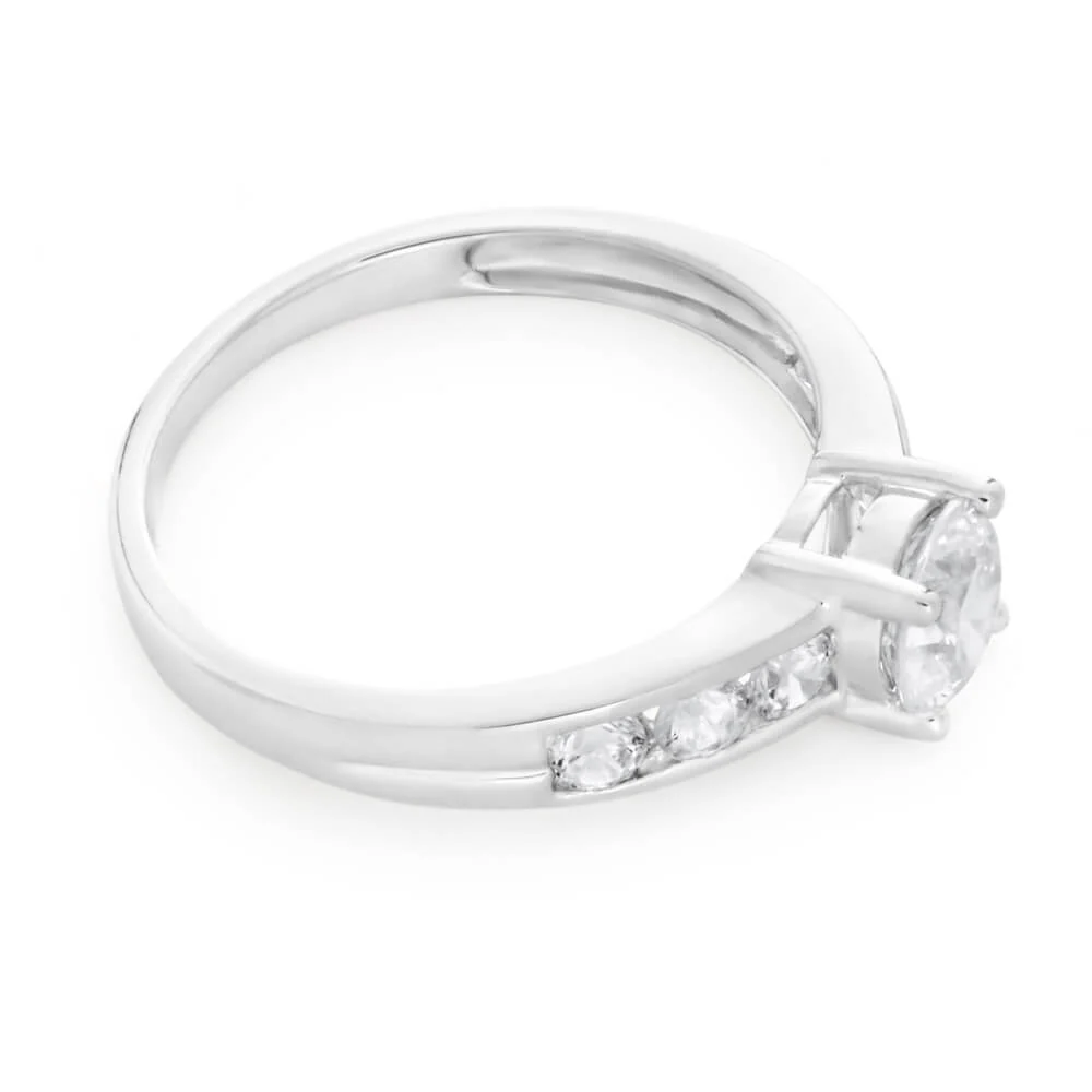 9ct White Gold Cubic Zirconia 6mm Solitaire Fancy Ring - Image 2