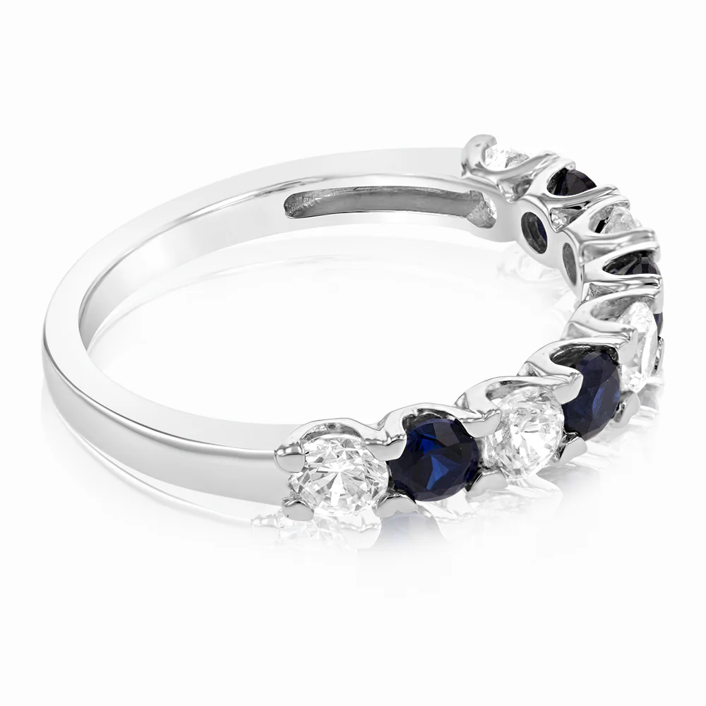 9ct White Gold Cubic Zirconia And Created Sapphire Ring - Image 2