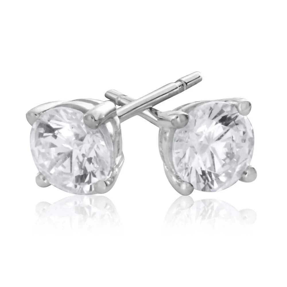 9ct White Gold Cubic Zirconia Stud Earrings - Image 2