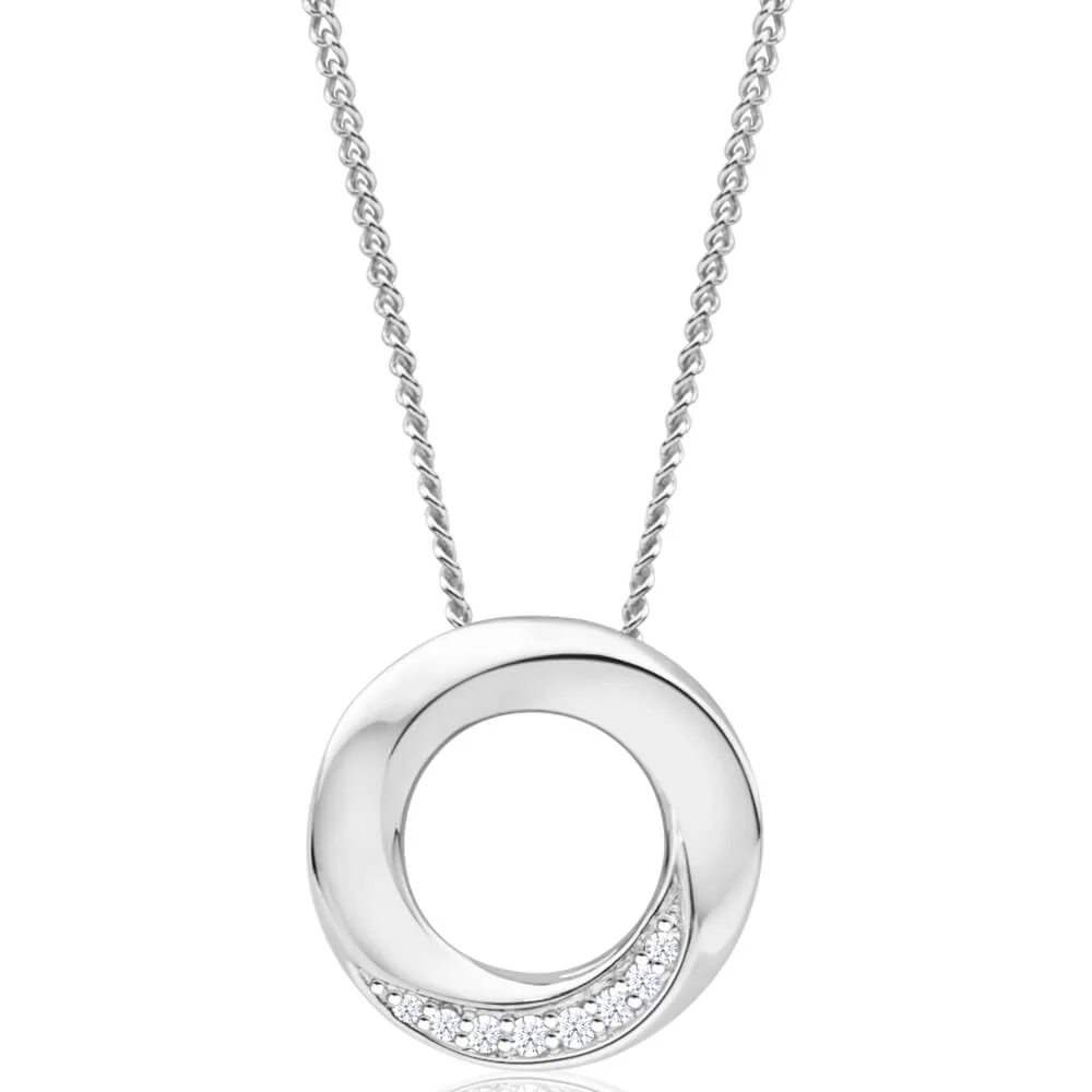 9ct White Gold Diamond Pendant