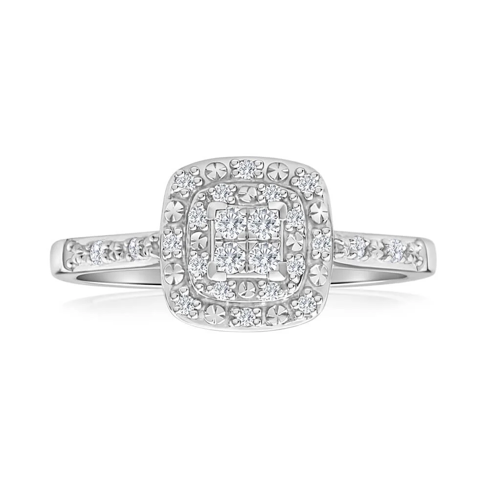 9ct White Gold Diamond Ring