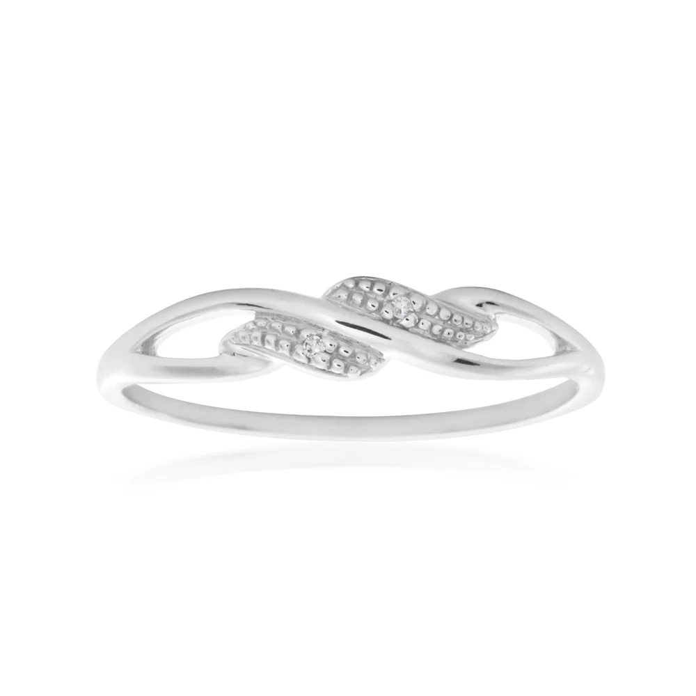 9ct White Gold Diamond Ring with 2 Brilliant Cut Diamonds