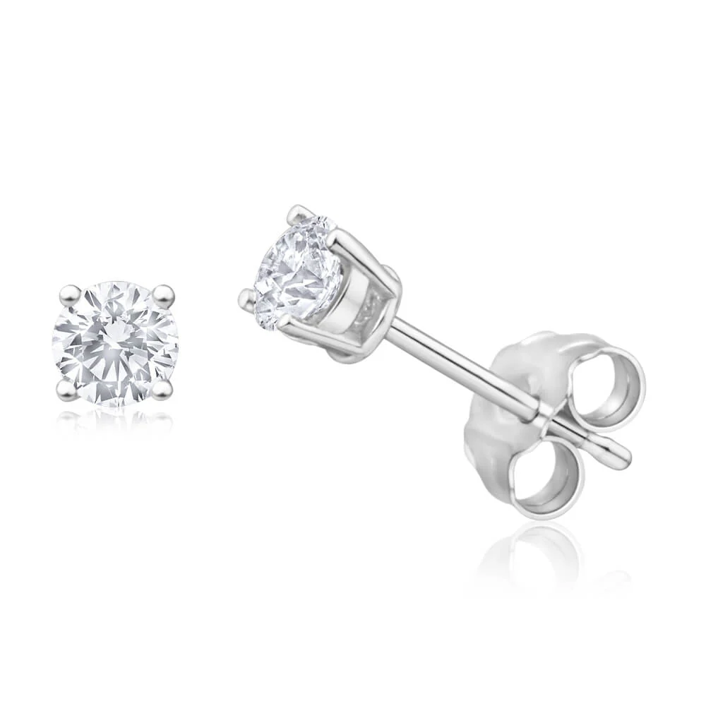9ct White Gold Diamond Stud Earrings