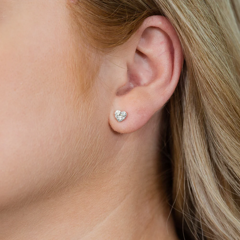 9ct White Gold Luxurious 1/2 Carat Diamond Heart Stud Earrings - Image 2