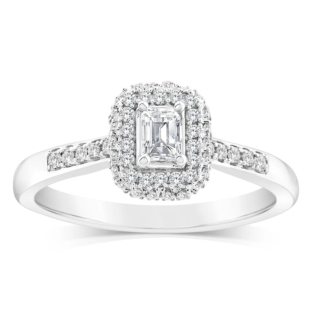 9ct White Gold Mix Shaped Ring in 0.40 Carat Natural Diamonds