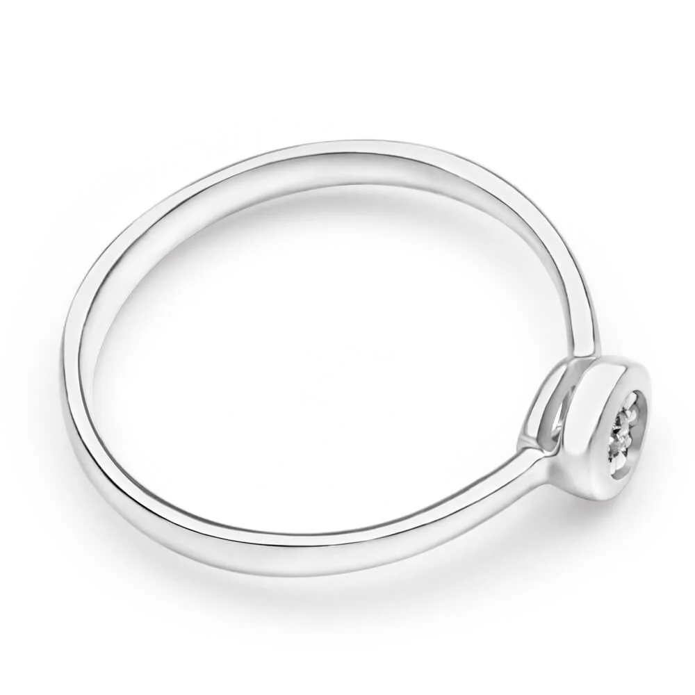 9ct White Gold Solitaire Ring With 0.01 Carat Diamond - Image 2