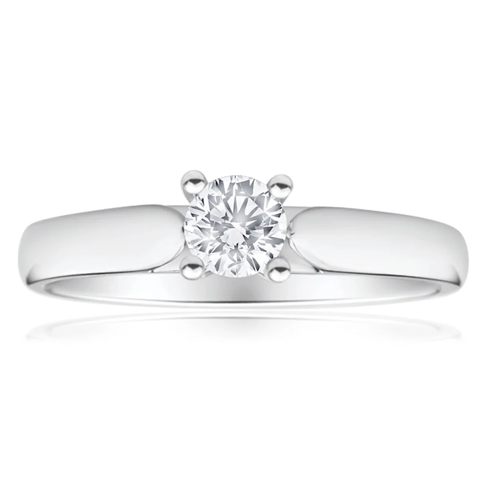 9ct White Gold Solitaire Ring With 0.30 Carat 4 Claw Set Diamond