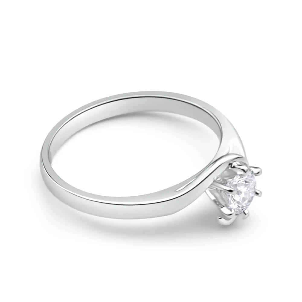 9ct White Gold Solitaire Ring With 3/8 Carat 6 Claw Set Diamond - Image 2