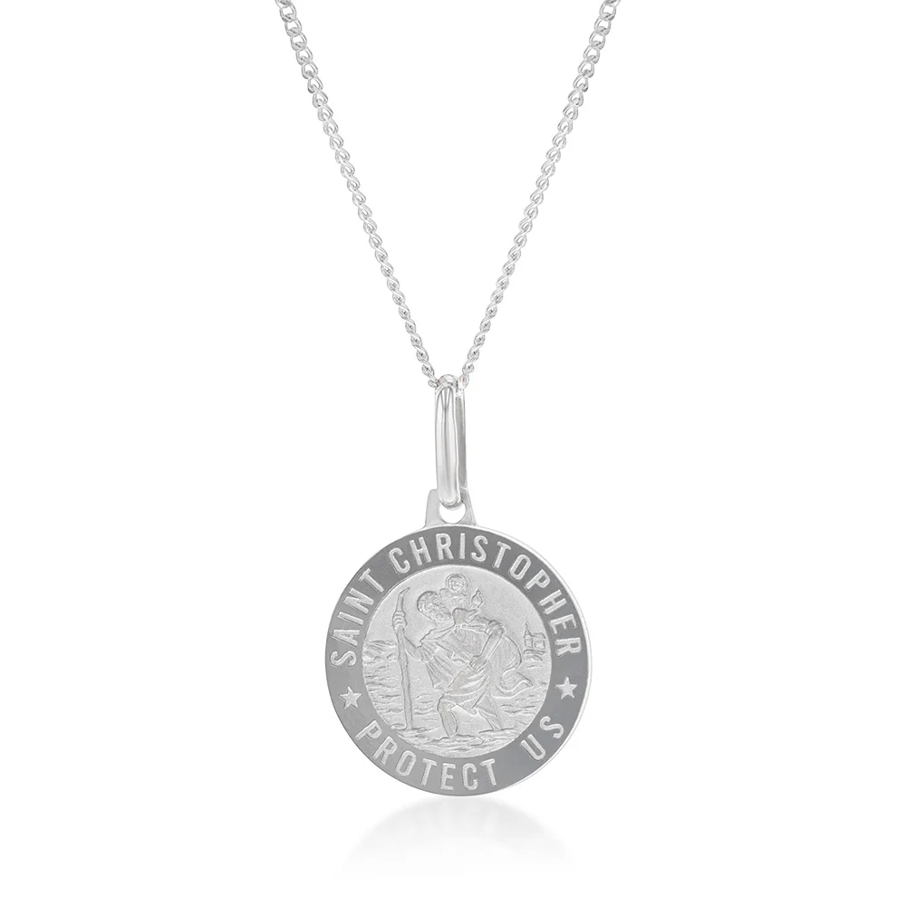 9ct White Gold St. Christopher Medal Pendant