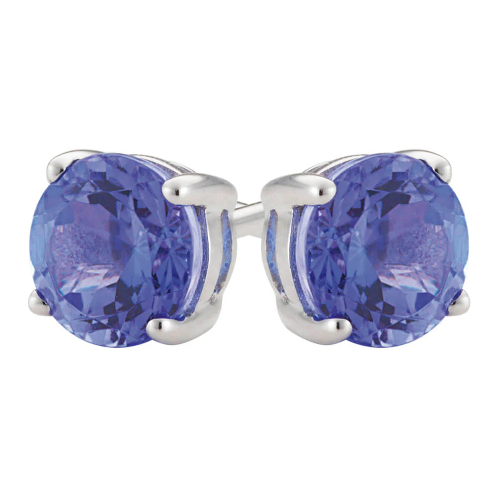 9ct White Gold Tanzanite 5mm Stud Earrings