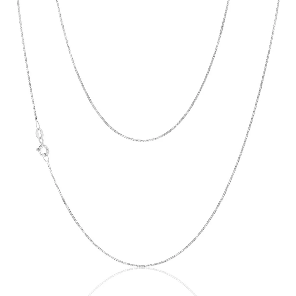 9ct White Solid Gold 15 Gauge 46cm Chain