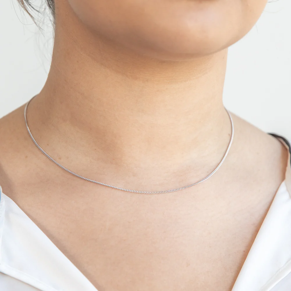 9ct White Solid Gold 40 Gauge 41cm Chain - Image 3