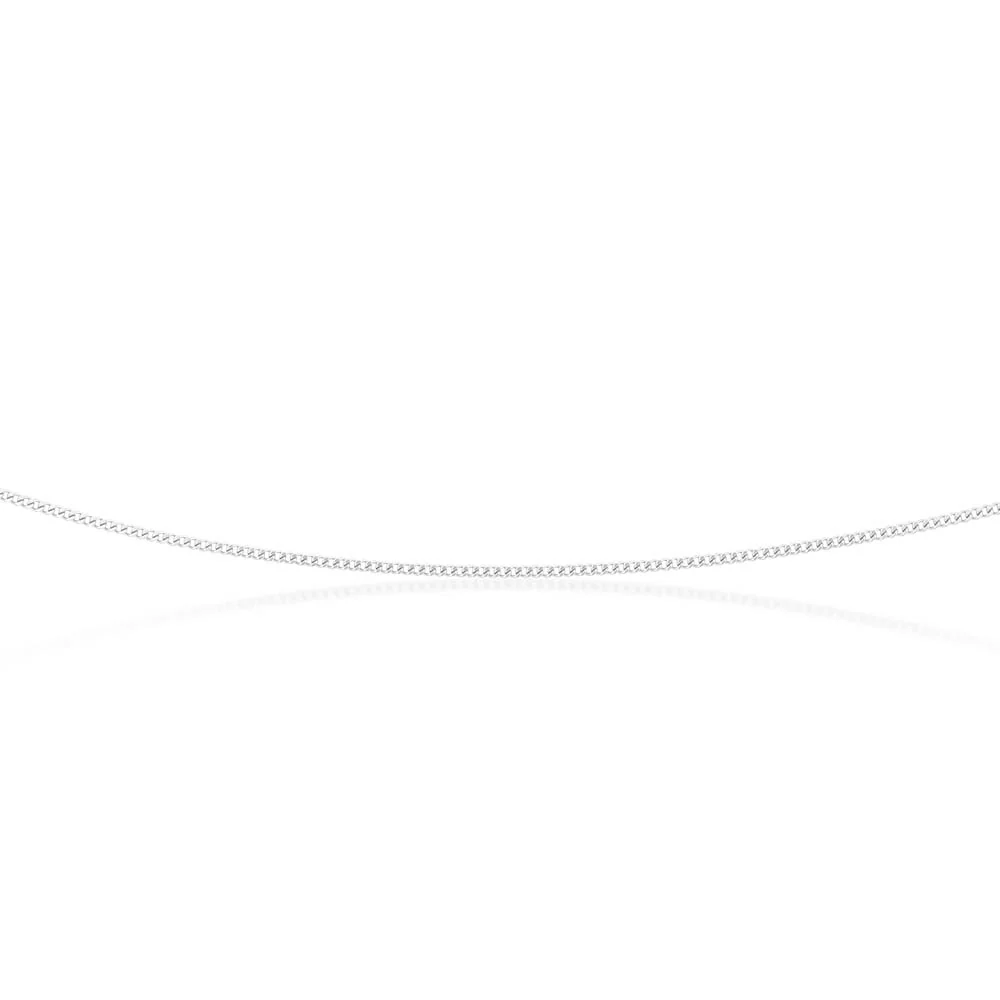 9ct White Solid Gold 40 Gauge Curb 46cm Chain - Image 2