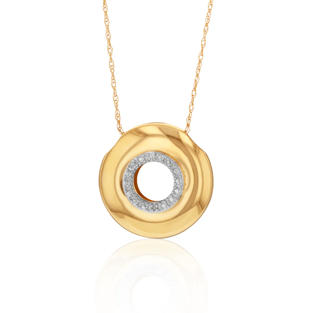 9ct Yellow and White Gold Diamond Pendant