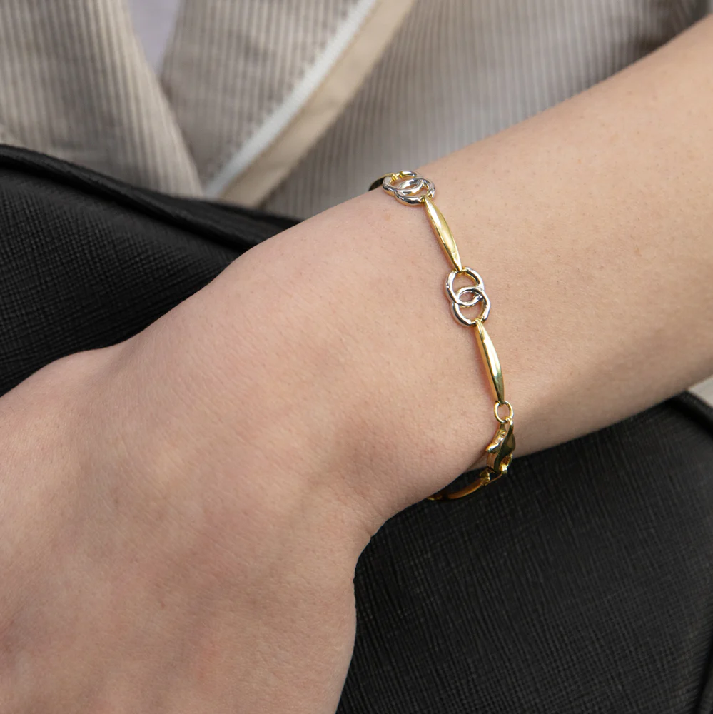 9ct Yellow And White Gold Silverfilled Fancy 19.7cm Bracelet - Image 3