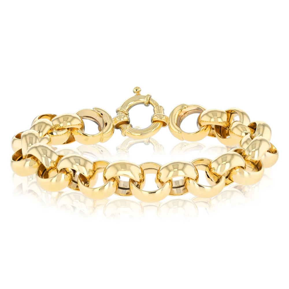 9ct Yellow and White Gold Silverfilled Two-Toned Hollow Belcher 20cm Bracelet