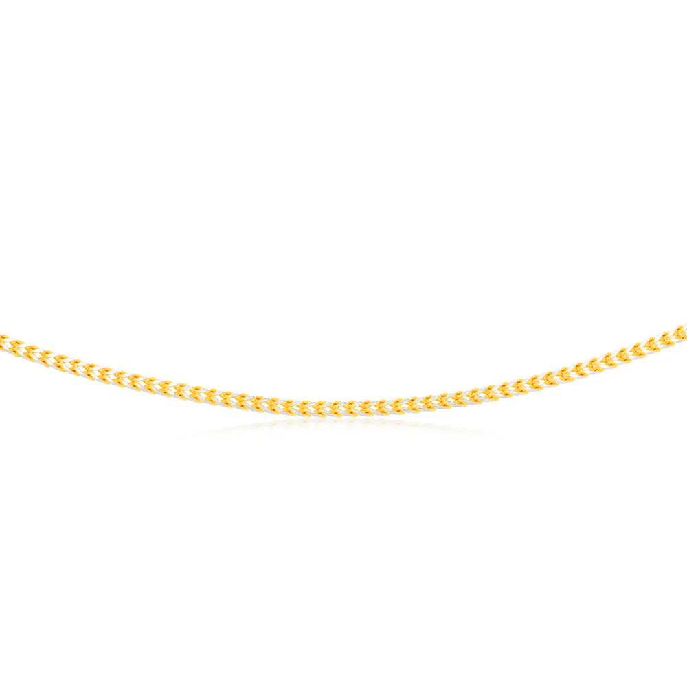 9ct Yellow And White Solid Gold Two Tone 8 Side Diamond Cut Franco Chain - Image 2