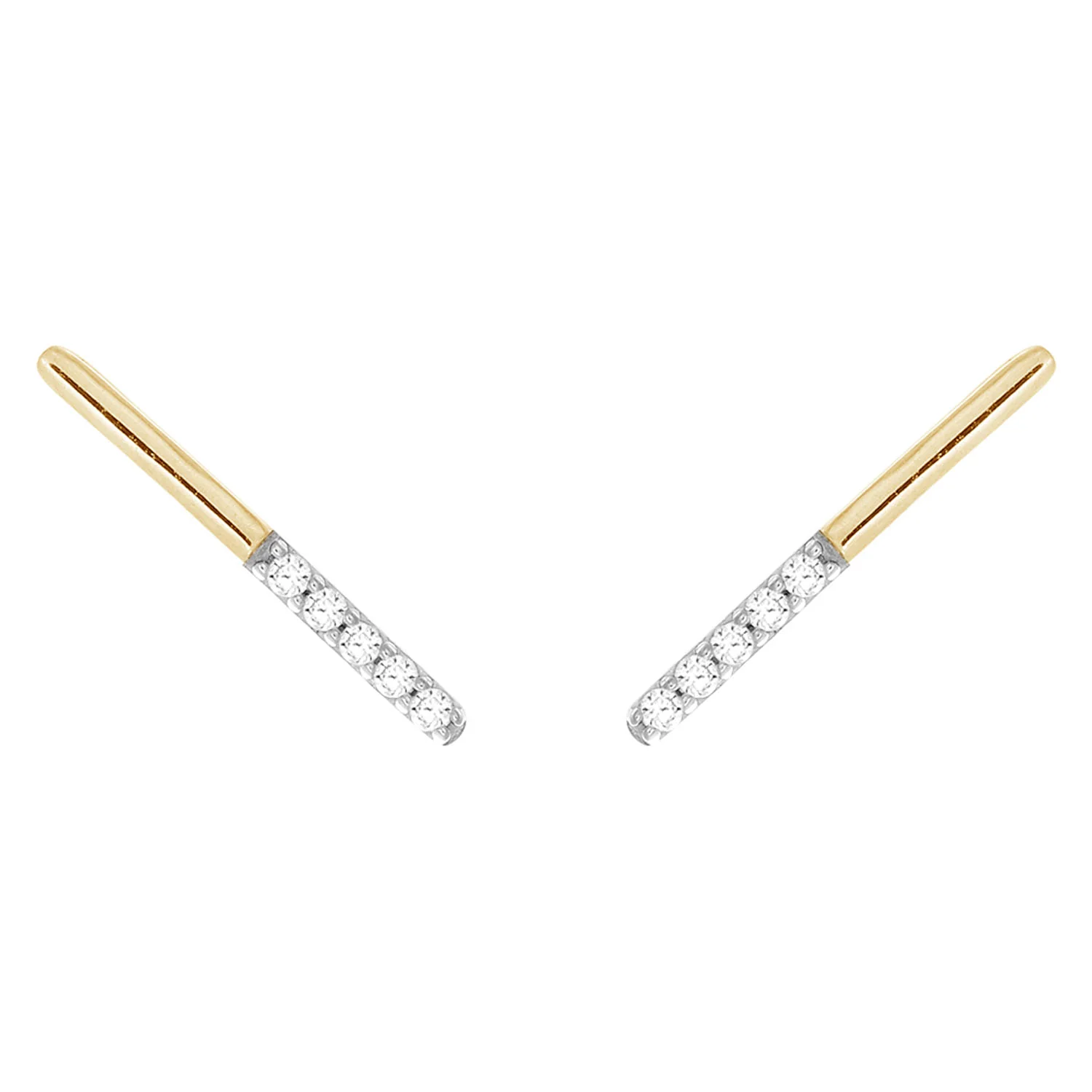 9ct Yellow Gold 0.05 Carat Diamond Bar Earrings with 10 Brilliant Cut Diamonds