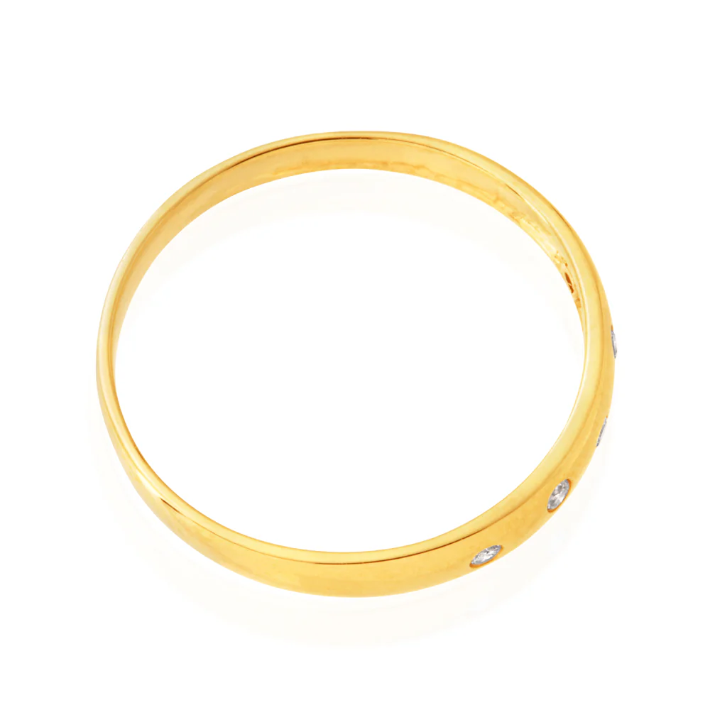 9ct Yellow Gold 0.05 Carat Diamond Ring with 5 Brilliant Cut Diamonds - Image 2