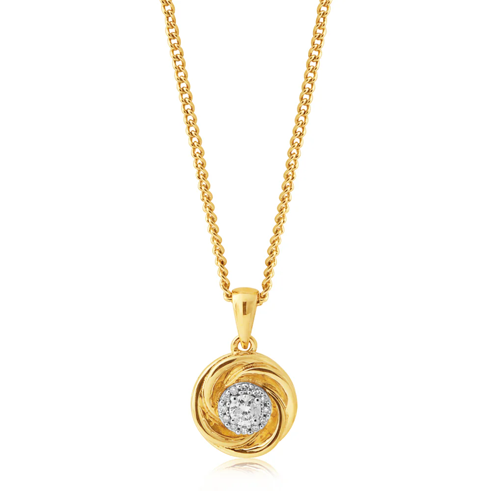 9ct Yellow Gold 0.15 Carat Diamond Knot Pendant
