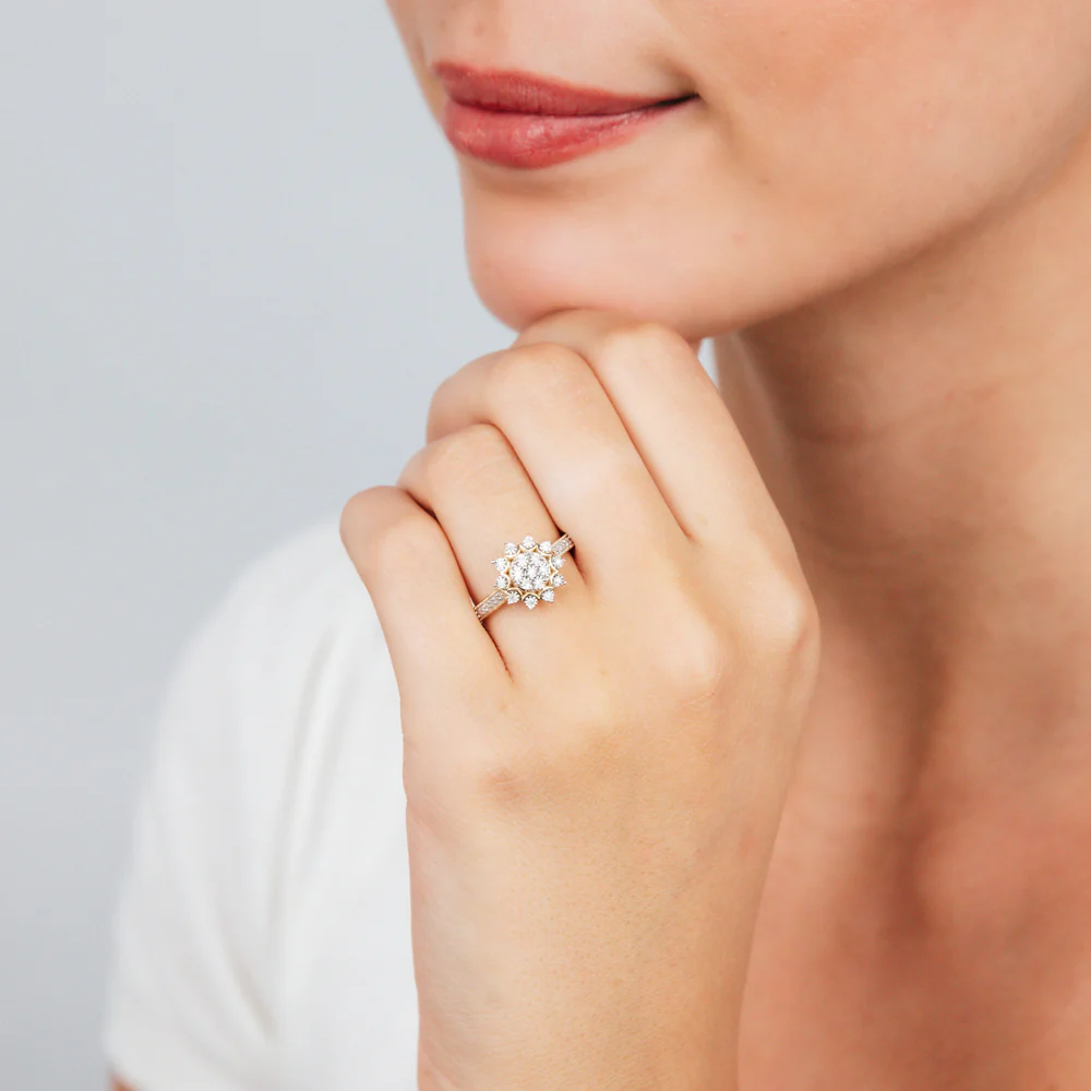 9ct Yellow Gold 1/10 Carat Diamond Cluster Ring with 27 Round Brilliant Diamonds - Image 3