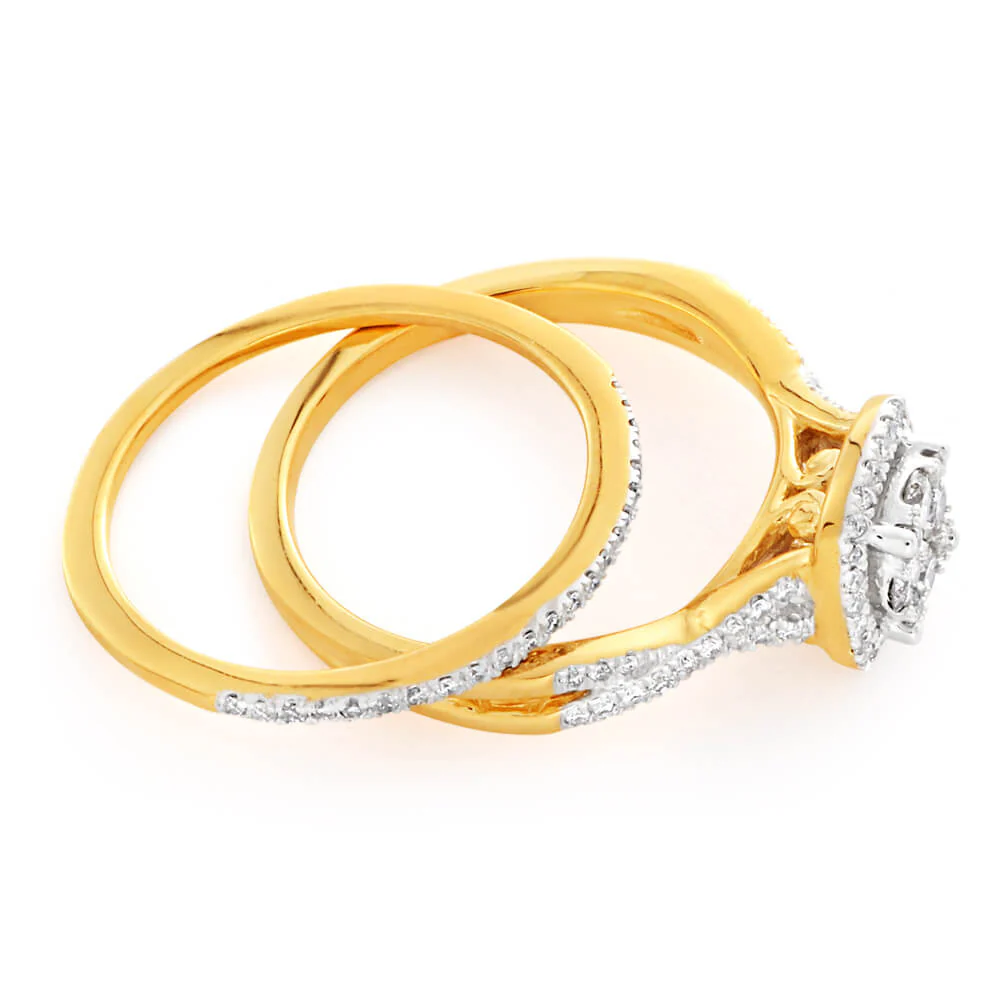 9ct Yellow Gold 1/2 Carat Diamond Bridal set - Image 2