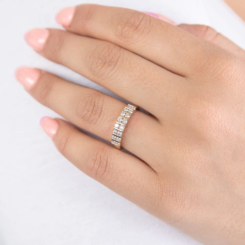 9ct Yellow Gold 1/2 Carat Double Row Channel Set Diamond Ring - Image 3
