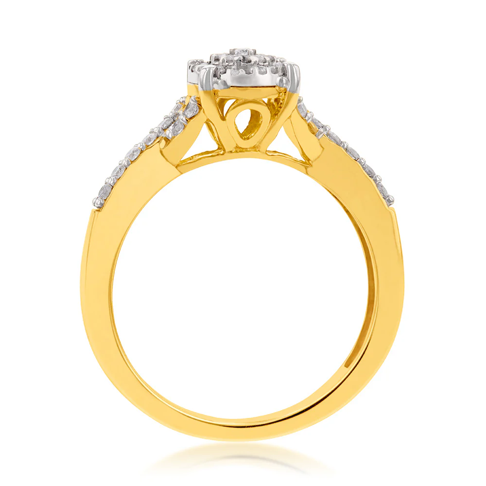 9ct Yellow Gold 1/3 Carat Diamond Ring - Image 2