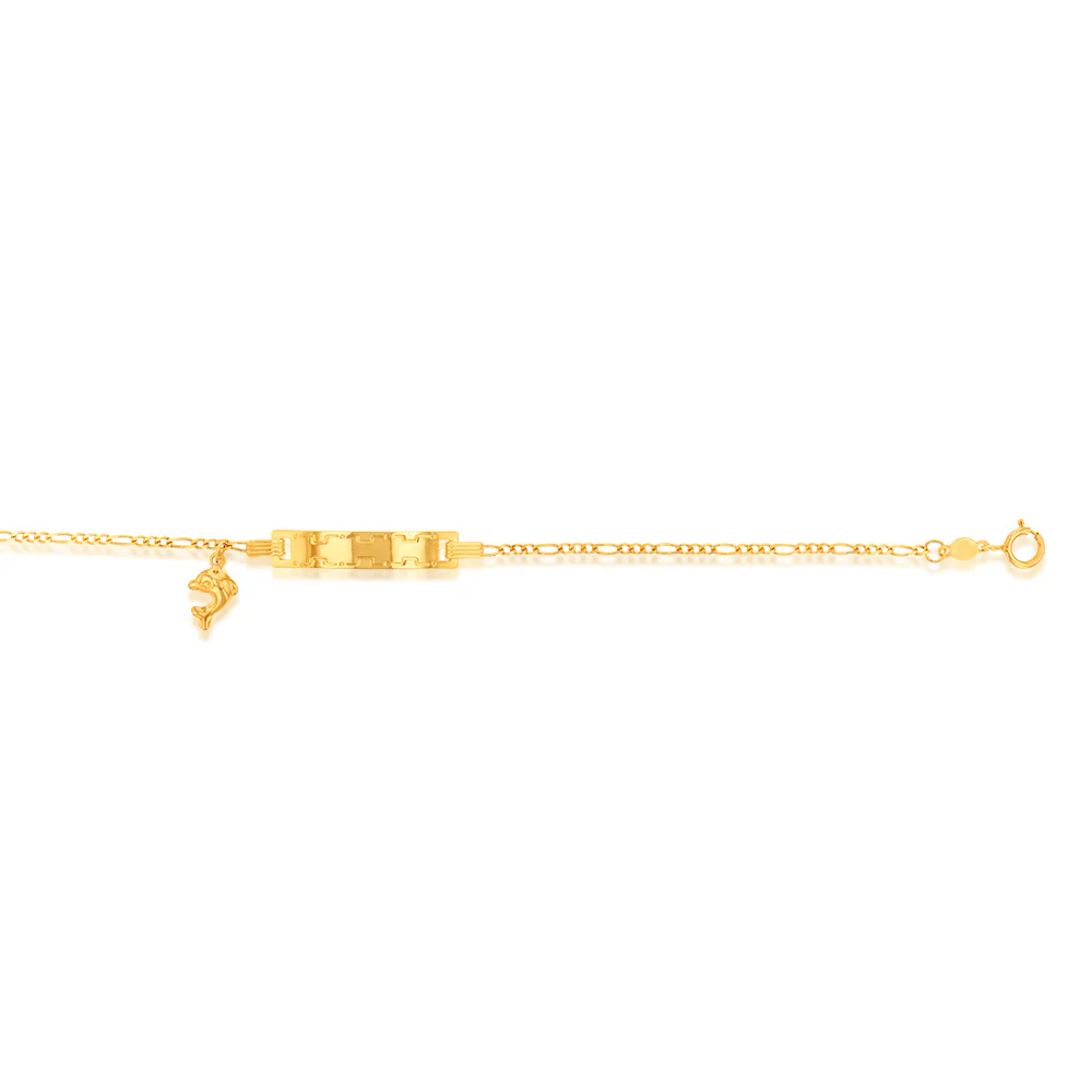 9ct Yellow Gold 1:3 Figaro Link 15.5cm ID Bracelet - Image 2