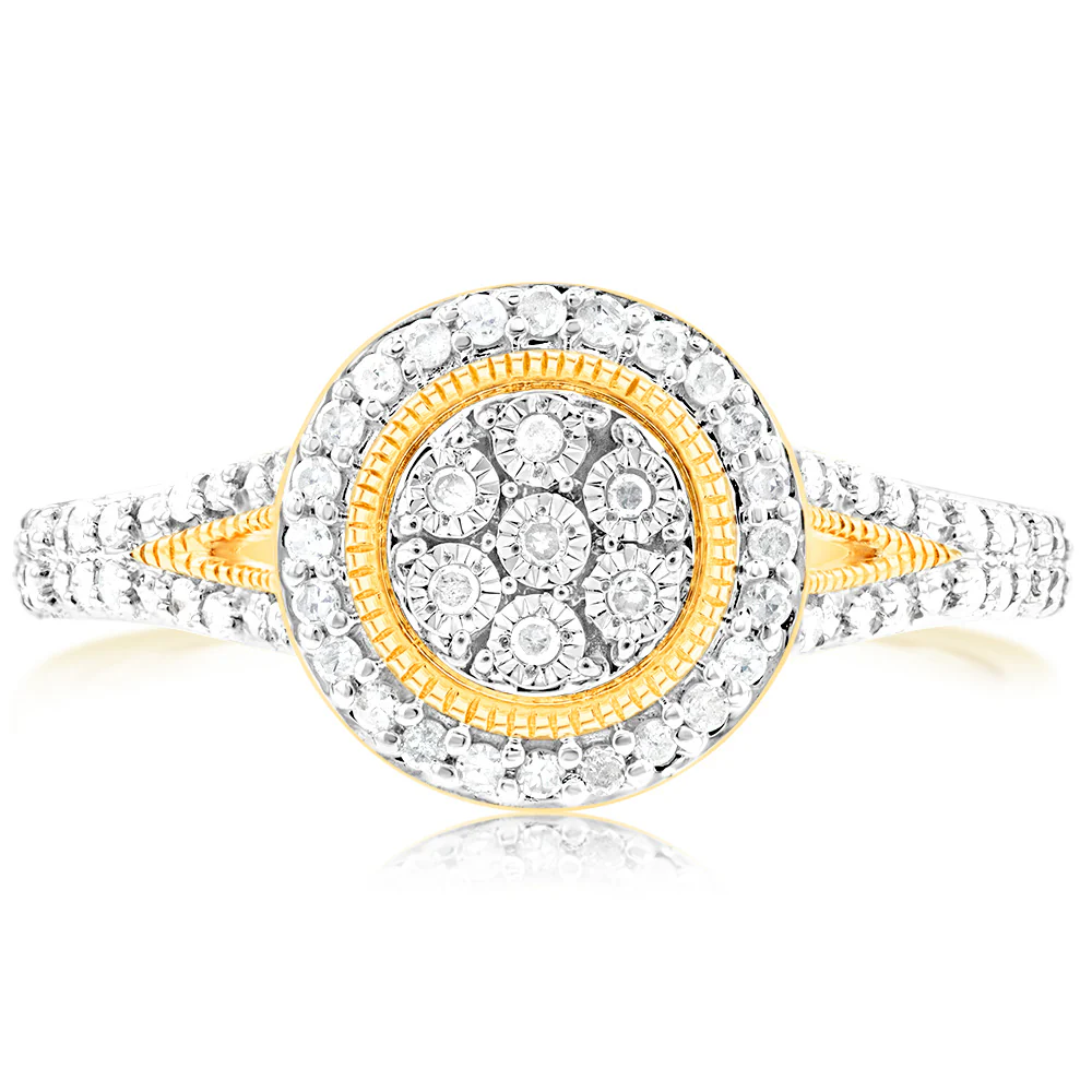 9ct Yellow Gold 1/4 Carat Diamond Dress Ring