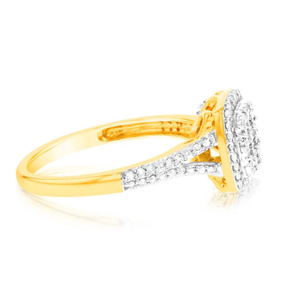 9ct Yellow Gold 1/4 Carat Diamond Dress Ring - Image 2