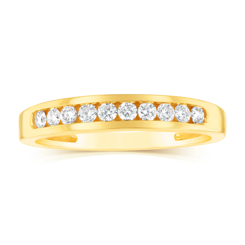 9ct Yellow Gold 1/4 Carat Diamond Eternity Ring with 10 Brilliant Diamonds