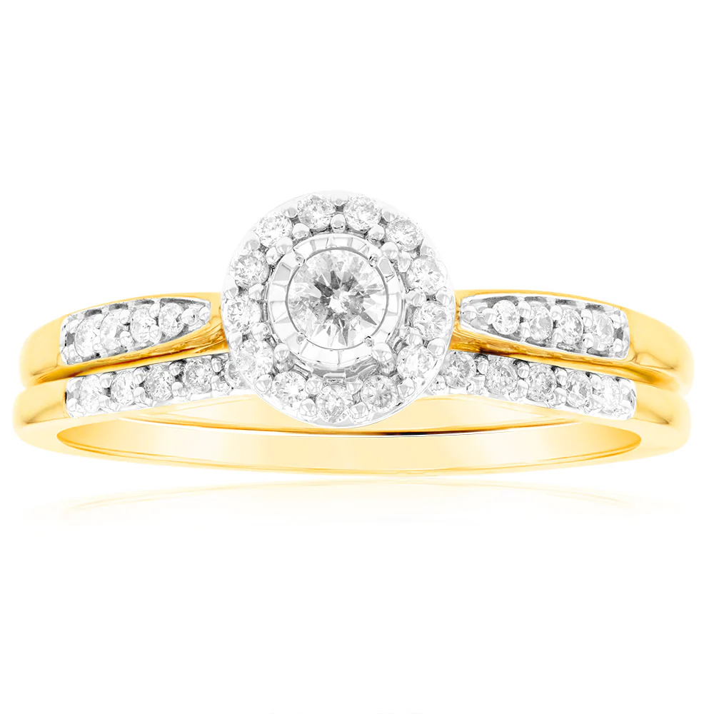 9ct Yellow Gold 1/4 Carat Diamond With 36 Brilliant Cut Diamonds