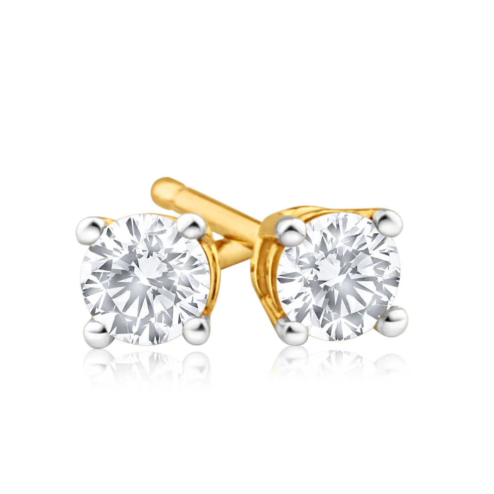 9ct Yellow Gold 1/4 Carat Exquisite Diamond Stud Earrings - Image 2