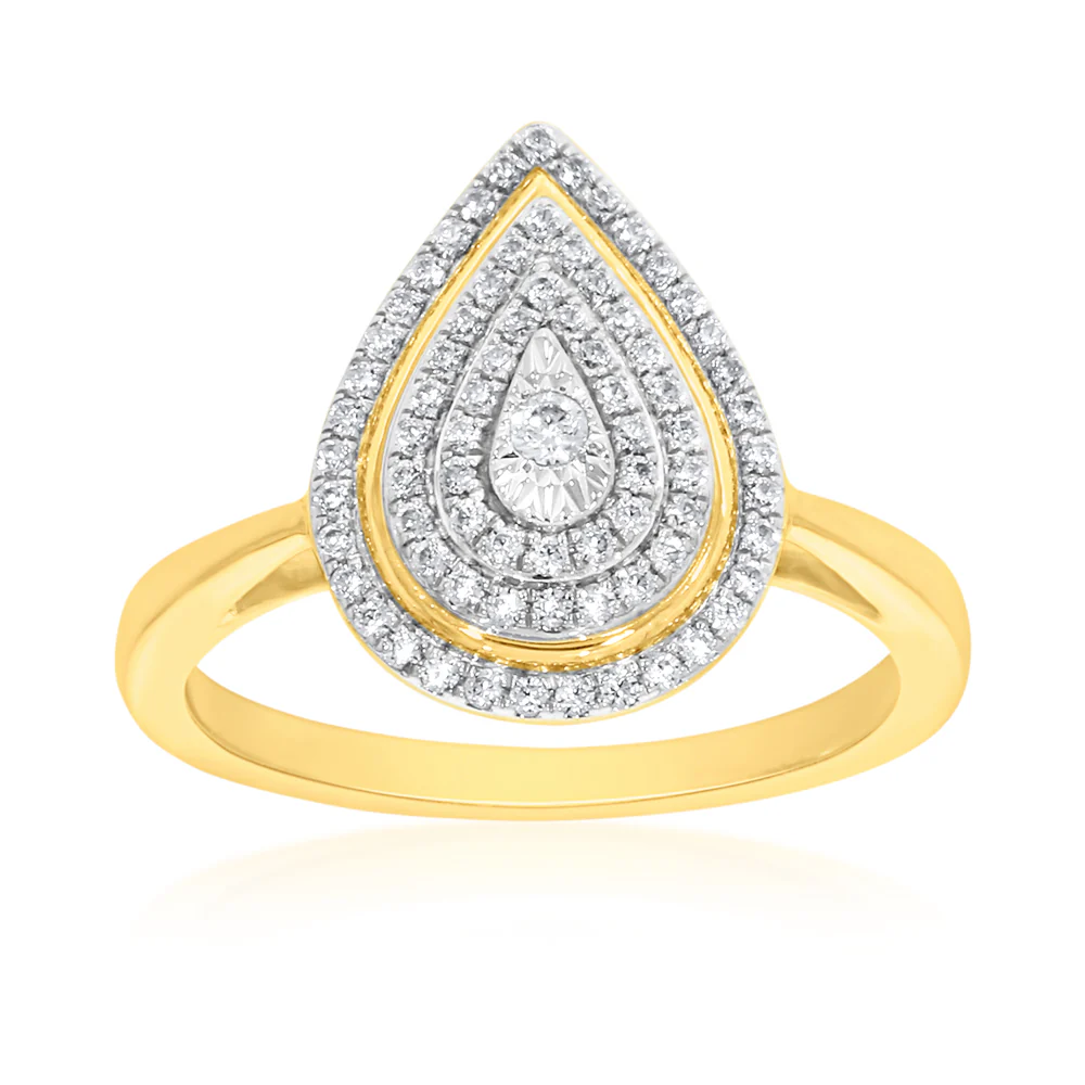 9ct Yellow Gold 1/4 Carat Pear Shape Diamond Ring