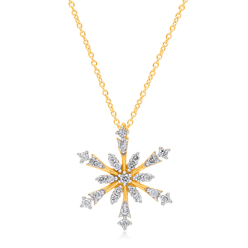 9ct Yellow Gold 1/5 Diamond Pendant With 25 Brilliant Diamond On 44-50cm Chain