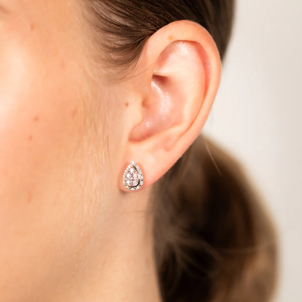 9ct Yellow Gold 1/6 Carat Diamond Pear Stud Earrings - Image 2