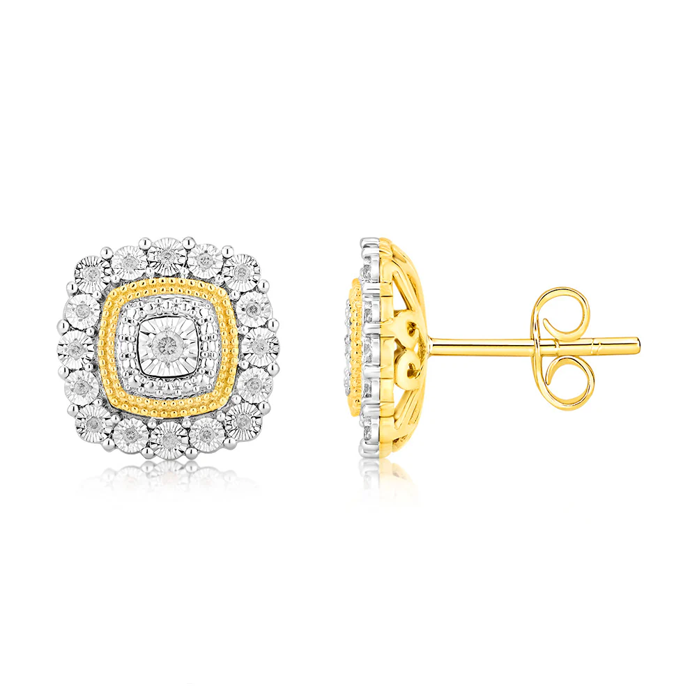 9ct Yellow Gold 1/6 Carat Diamond Stud Earrings