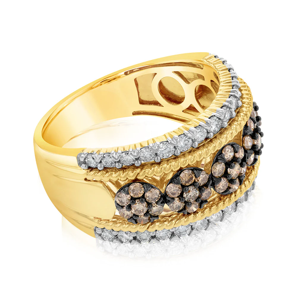 9ct Yellow Gold 1 Carat Diamond Dress Ring with 65 Australian Diamonds - Image 2