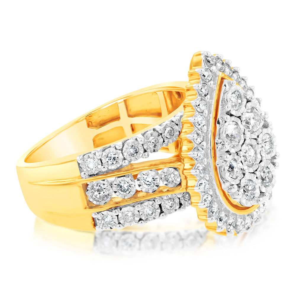 9ct Yellow Gold 1 Carat Pear Shape Diamond Ring - Image 2
