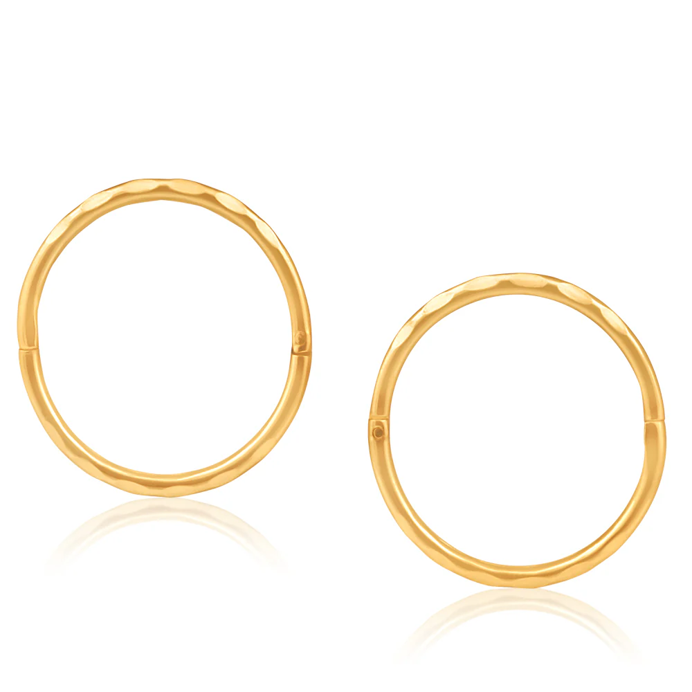 9ct Yellow Gold 13mm Faceted Sleeper Earrings