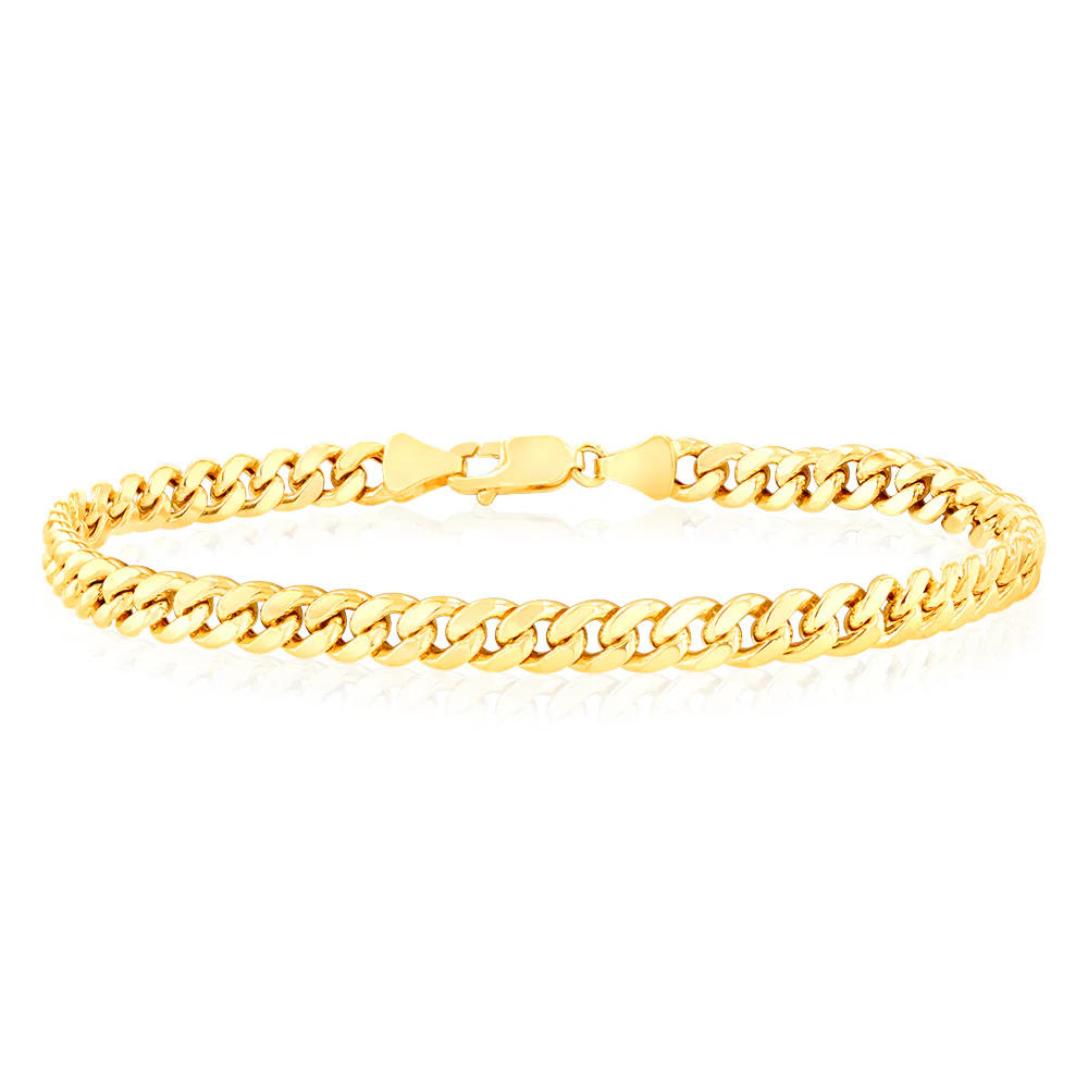 9ct Yellow Gold 140 Gauge Light Miami 21cm Bracelet