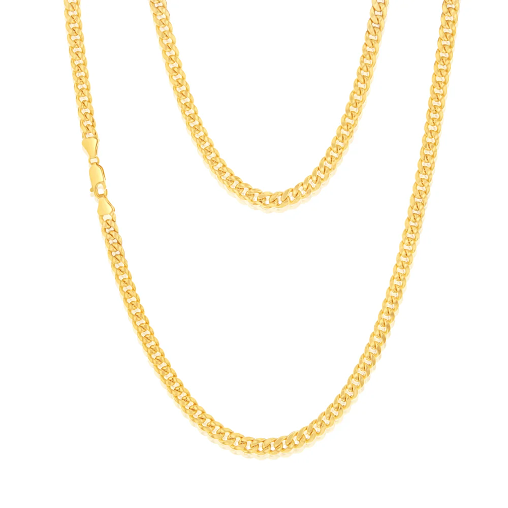 9ct Yellow Gold 140 Gauge Light Miami 55cm Chain