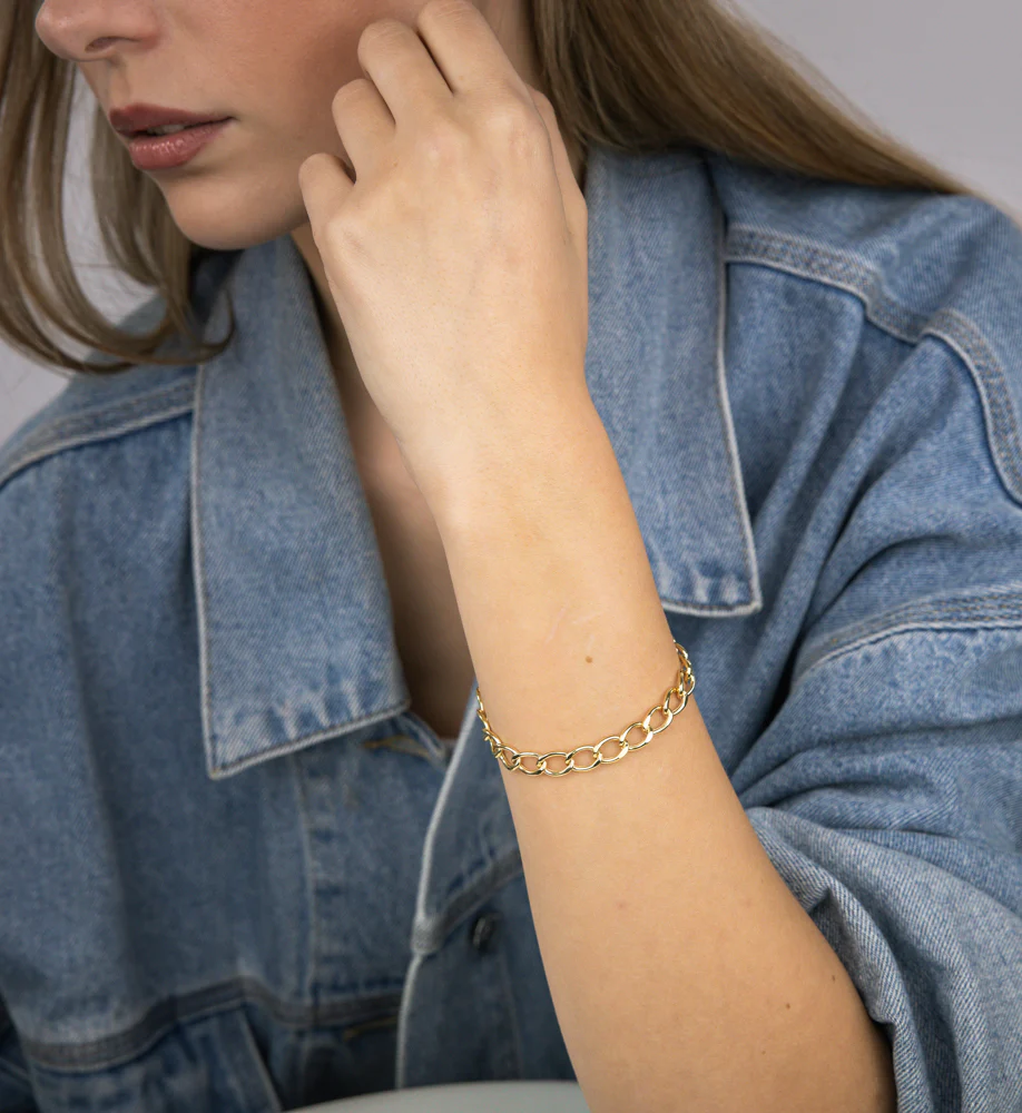 9ct Yellow Gold 150 Gauge Open Curb 20cm Bracelet - Image 3