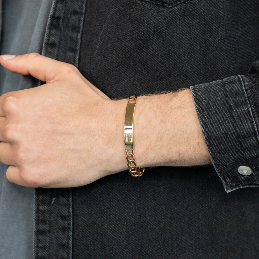 9ct Yellow Gold 190 Guage Curb ID Bracelet 21cm - Image 3