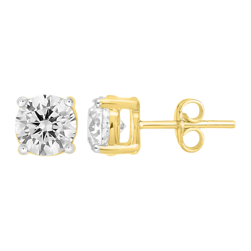 9ct Yellow Gold 2.00 Carat Diamond Stud Earrings