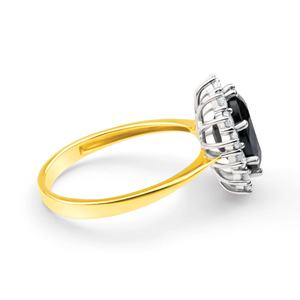 9ct Yellow Gold 2.5 Carat Natural Sapphire + Zirconia Ring - Image 2