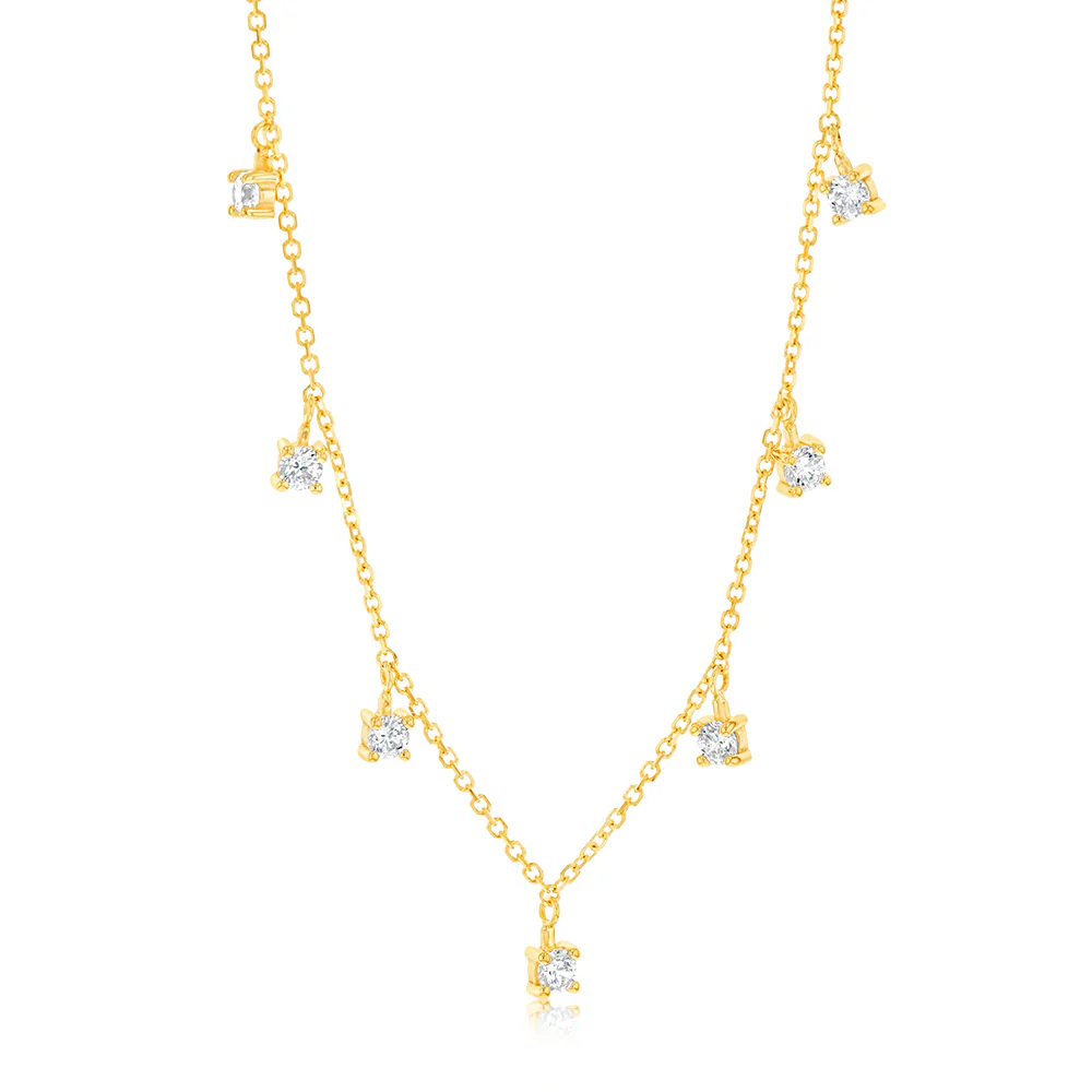 9ct Yellow Gold 2.5mm Zirconia Charm On 45cm Chain