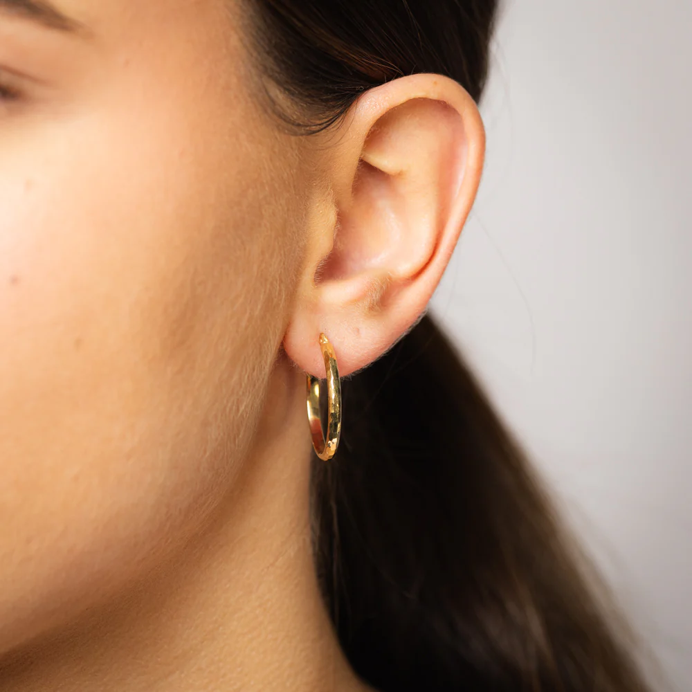 9ct Yellow Gold 20mm Patterned Hoop Earrings - Image 2