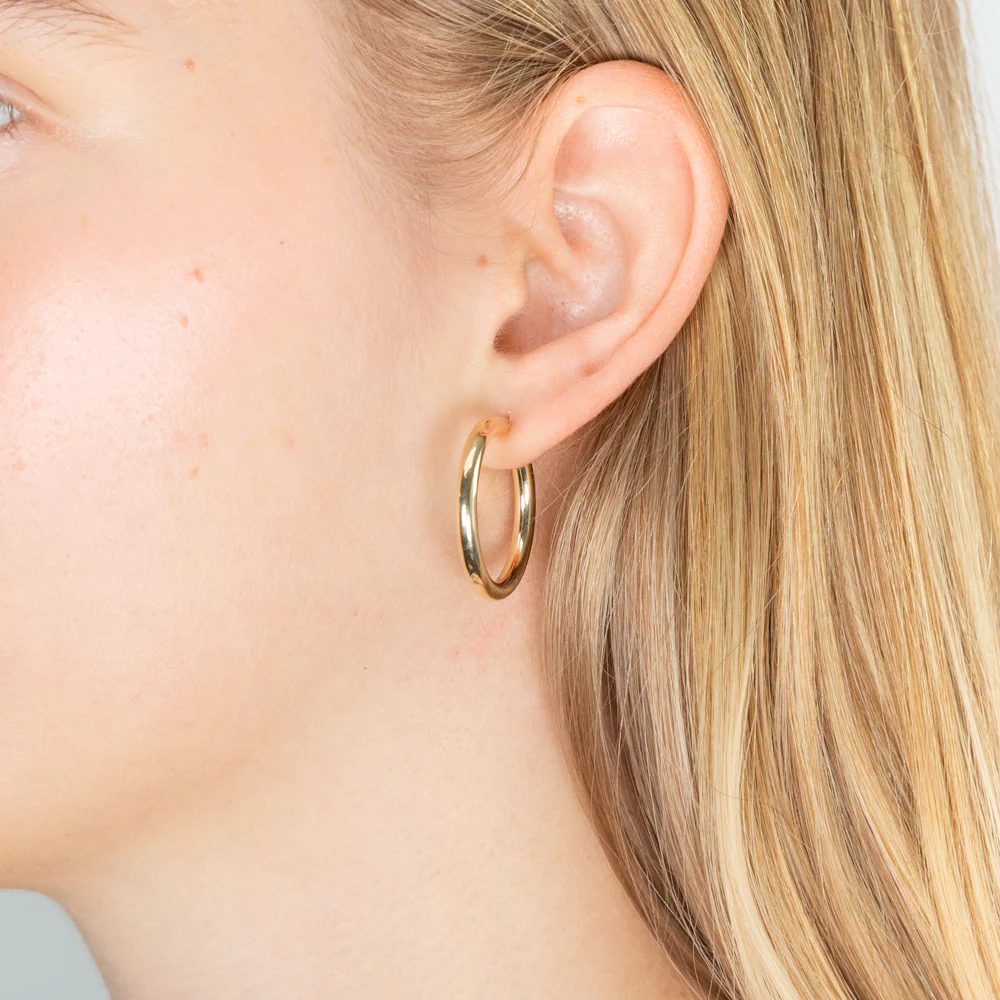 9ct Yellow Gold 20mm Plain Hoop Earring - Image 3
